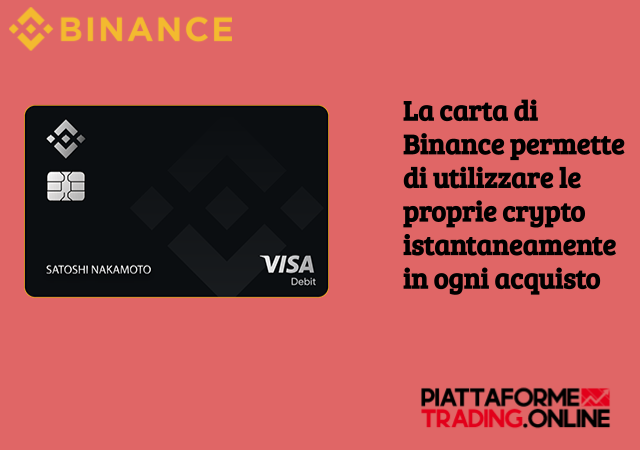 La crypto card di Binance include anche un servizio di cashback
